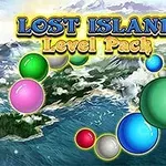 환상의 섬 배경에 다양한 색상의 구슬들이 떠 있는 이미지