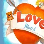 큰 빨간 하트 위에 리본이 둘러져 있고, 귀여운 천사와 테디베어가 있는 그림