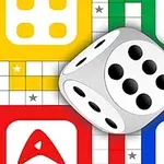 색색의 게임 보드 위에 주사위가 놓여 있는 이미지