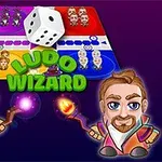 마법사 두 명과 큰 주사위, 게임 보드가 있는 이미지