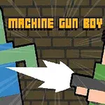 픽셀 아트 스타일의 소년이 좀비를 향해 총을 쏘고 있는 장면