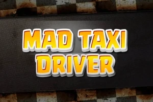 Mad Taxi Driver라는 노란색과 흰색 경계의 텍스트가 검은색 배경에 있는 이미지