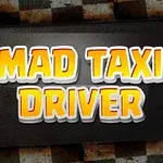 Mad Taxi Driver라는 노란색과 흰색 경계의 텍스트가 검은색 배경에 있는 이미지