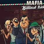 만화 스타일의 다섯 명의 캐릭터가 당구 큐와 공을 들고 있는 장면