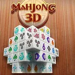 나무 배경 위에 다양한 기호와 무늬가 새겨진 3D 마작 타일들이 쌓여 있는 모습