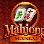 붉은 배경에 두 개의 마작 패와 큰 글씨로 된 Mahjong MANIA!