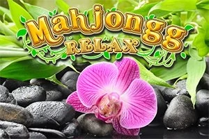 분홍색 난초 꽃과 검은 돌 위에 Mahjongg Relax라는 텍스트가 있는 이미지