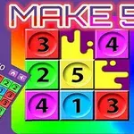알록달록한 배경의 숫자 타일 격자와 MAKE 5 텍스트가 있는 이미지