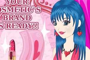 파란 머리의 만화 여자와 립스틱 그림, 로맨틱 분위기의 이미지