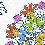 다양한 색상의 꽃과 잎사귀로 이루어진 화려한 패턴 디자인