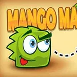 초록색 캐릭터가 화살표를 따라 매화를 바라보고 있고, 위에는 MANGO MANIA라는 글자가 있다