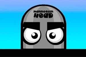 회색 배경에 큰 눈과 굵은 눈썹을 가진 만화 스타일의 머리 이미지