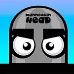 회색 배경에 큰 눈과 굵은 눈썹을 가진 만화 스타일의 머리 이미지