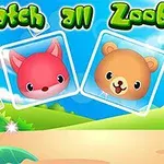 밝은 하늘을 배경으로 다양한 귀여운 동물 캐릭터 얼굴들이 있는 장면