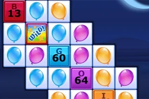 여러 색상의 풍선과 함께 B 13, G 60, O 64 등의 번호가 있는 격자판