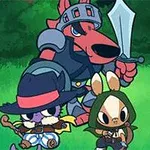 세 개의 귀여운 동물 캐릭터가 무기를 들고 서 있는 모습