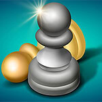 은색 폰 체스 말이 금색 배경 위에 빛나고 있는 장면