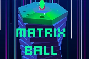 녹색 육각형 탑 위에 공이 있고, 배경에는 다양한 색상의 세로선들이 있으며 MATRIX BALL이라는 글자가 적혀 있다