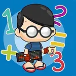 안경과 검은 머리를 가진 캐릭터가 키보드와 머그컵을 들고 있으며, 배경에 숫자와 수학 기호가 있는 모습
