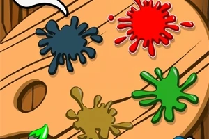 그림 팔레트 위에 네 가지 색상이 튀어 있는 모습