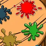 그림 팔레트 위에 네 가지 색상이 튀어 있는 모습