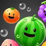 다양한 표정을 가진 귀여운 과일 캐릭터들이 검정 배경에 떠 있는 모습