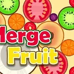 다양한 과일 조각들이 배경에 있고 중앙에 Merge Fruit라는 글자가 있는 이미지