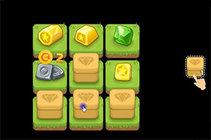초록색 잔디 바닥 위에 보석 아이콘과 상자가 놓여 있고, 사용자가 상자를 이동하려고 하는 이미지