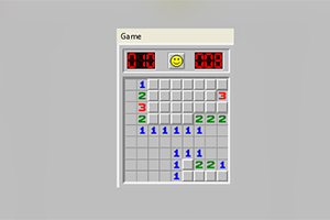 회색 배경 위에 작은 그리드와 웃는 얼굴 아이콘이 있는 간단한 퍼즐 보드