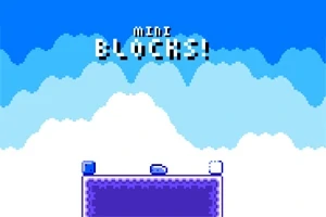 파란색과 구름이 있는 하늘 배경 위에 MINI BLOCKS!