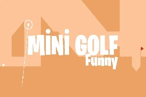 주황색 배경 위에 MINI GOLF Funny라는 텍스트가 있는 이미지