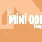 주황색 배경 위에 MINI GOLF Funny라는 텍스트가 있는 이미지