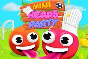 두 개의 큰 눈과 혀를 내민 빨간색 공 모양 캐릭터들이 잔디밭에서 요리사 모자를 쓰고 있는 모습