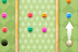 녹색 배경에 다채로운 보석들과 하얀 화살표가 그려진 그림