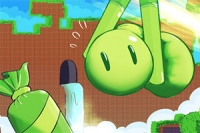 죽마를 사용하여 가시를 피하고 초록색 사탕을 잡으세요