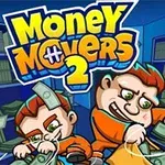 두 명의 남성이 돈을 움켜잡고 도망치는 만화 스타일의 이미지