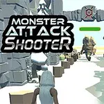 눈 덮인 협곡에서 괴물에게 다가가는 캐릭터의 뒷모습