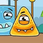 파란색 사각형 캐릭터와 노란색 삼각형 캐릭터가 나란히 서 있는 모습