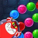 다양한 색상의 구슬과 빨간 몬스터가 있는 이미지