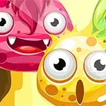 세 마리의 색색깔 몬스터 캐릭터가 큰 눈을 뜨고 있는 모습