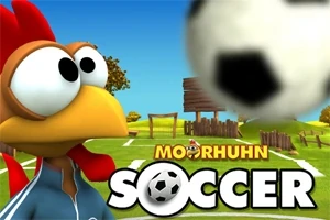 닭 캐릭터가 축구 유니폼을 입고 축구공을 바라보는 장면과 함께 SOCCER라는 글자가 있는 이미지