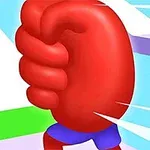 커다란 빨간 주먹과 파란색 바지가 있는 캐릭터의 모습