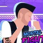 펑크 헤어스타일과 문신을 가진 남자가 철창 앞에서 주먹을 쥐고 있는 모습