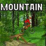 숲속에서 자전거를 타고 점프하는 사람의 모습이 담긴 이미지