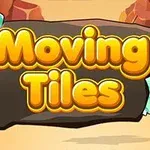 커다란 돌 배경 위에 Moving Tiles라는 노란색 글자가 있는 이미지를 주변의 사막 풍경과 함께 표현
