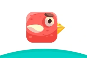 빨간색 새 캐릭터가 정면을 바라보고 있는 아이콘 일러스트입니다