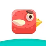 빨간색 새 캐릭터가 정면을 바라보고 있는 아이콘 일러스트입니다