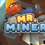 노란 헬멧을 쓴 광부가 삽과 함께 등장하는 삽 모양의 로고 이미지