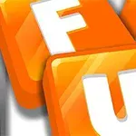 주황색 타일에 흰색 글자로 FUN이 쓰여 있다