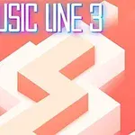 밝은 주황색 배경 위에 MUSIC LINE 3 텍스트와 함께 하얀색 3D 계단 모양의 구조물이 있는 이미지